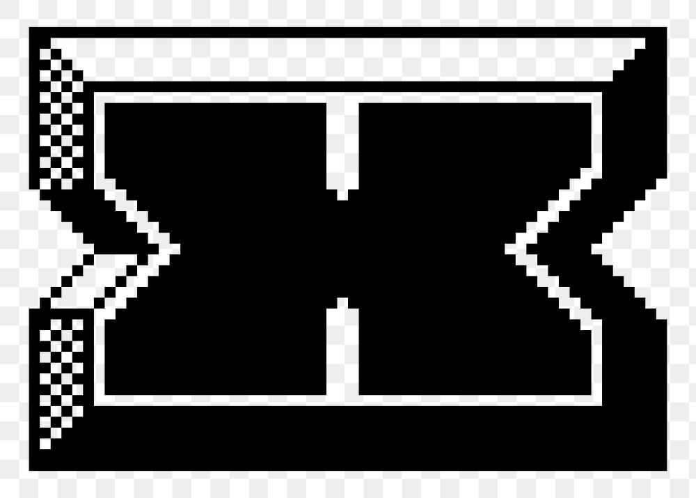 X letter png sticker 8-bit font illustration, transparent background. 