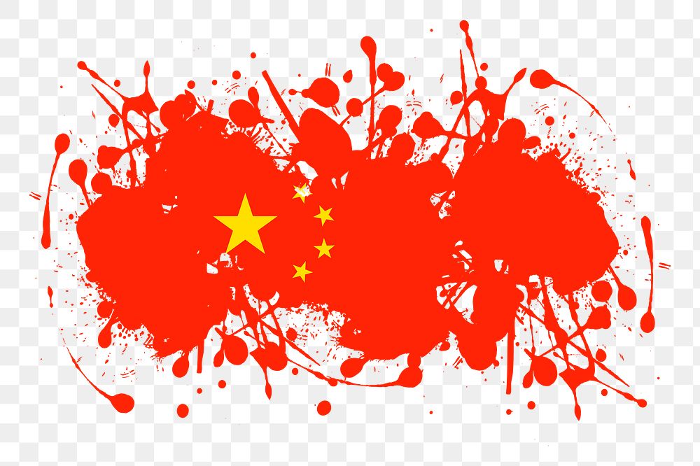 Chinese flag png sticker patriotic illustration, transparent background. Free public domain CC0 image.