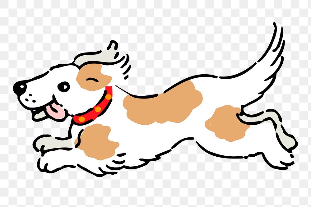 Running dog png sticker animal illustration, transparent background. Free public domain CC0 image.
