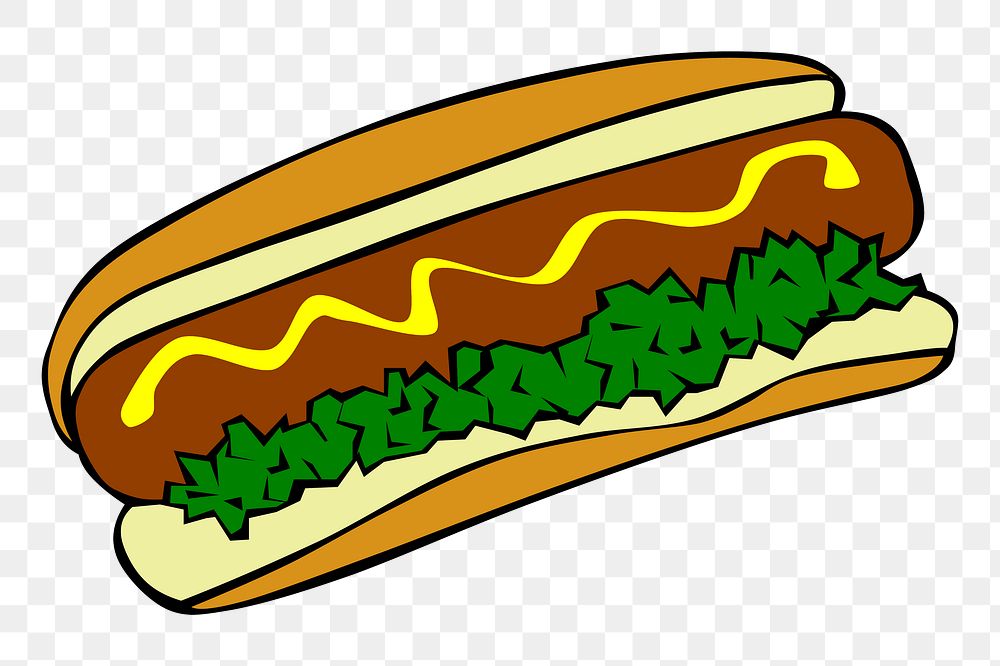 Hot dog png sticker food illustration, transparent background. Free public domain CC0 image.