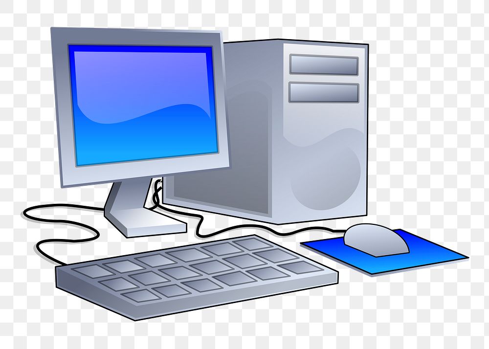 Desktop computer png sticker technology illustration, transparent background. Free public domain CC0 image.