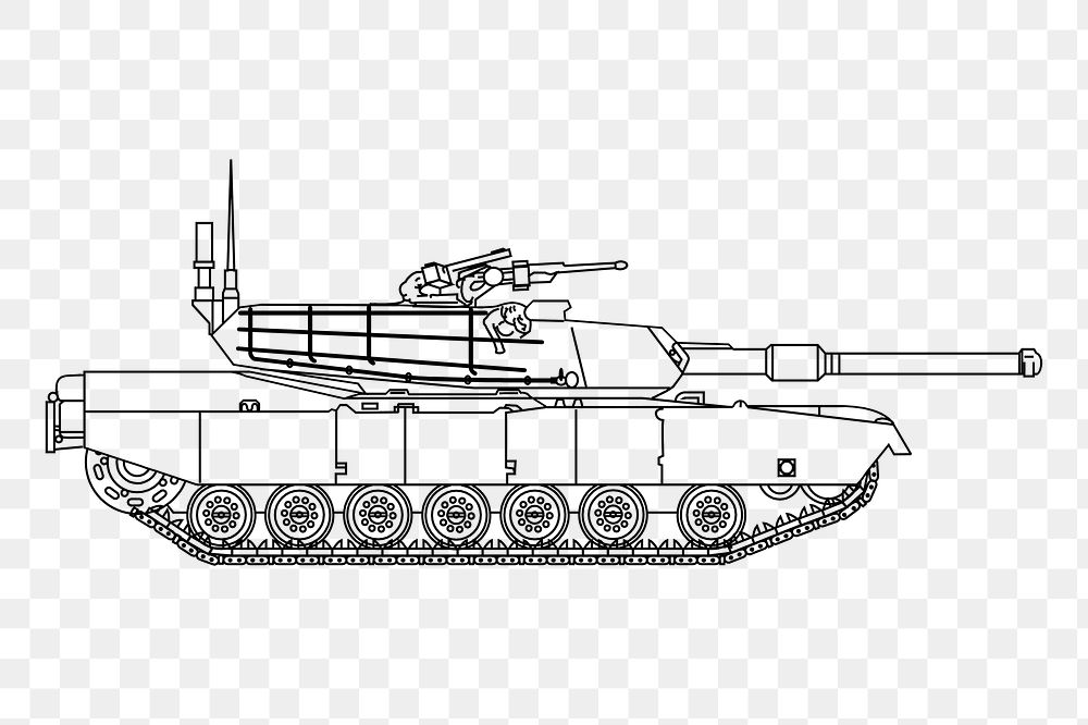 Tank png sticker military vehicle illustration, transparent background. Free public domain CC0 image.