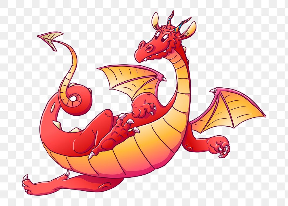 Red dragon png sticker animal illustration, transparent background. Free public domain CC0 image.