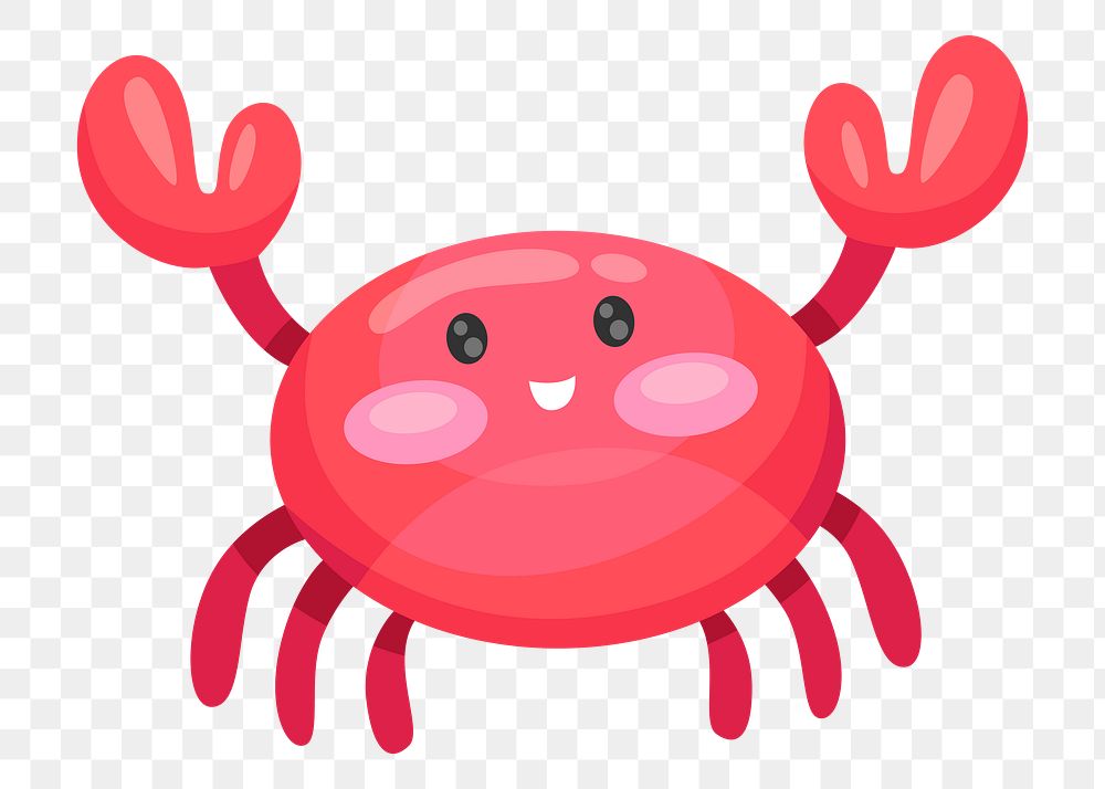 Red crab png sticker animal illustration, transparent background. Free public domain CC0 image.