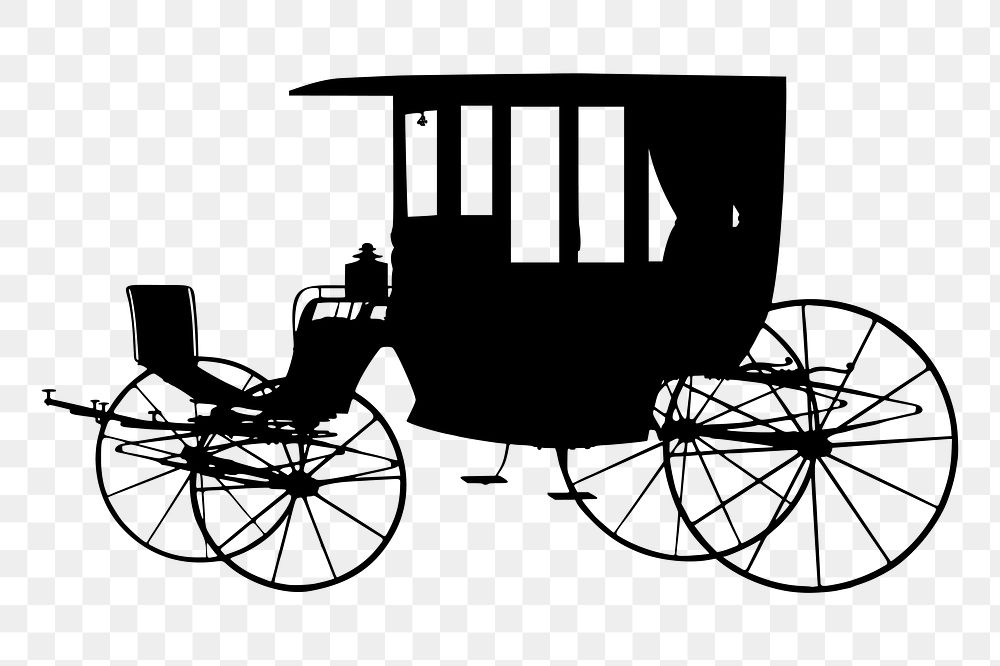 Silhouette stagecoach png sticker antique transportation illustration, transparent background. Free public domain CC0 image.