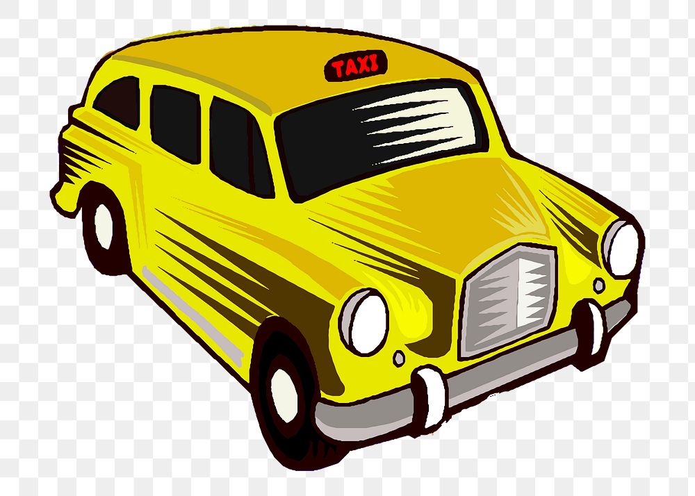Yellow taxi png sticker public transport illustration, transparent background. Free public domain CC0 image.