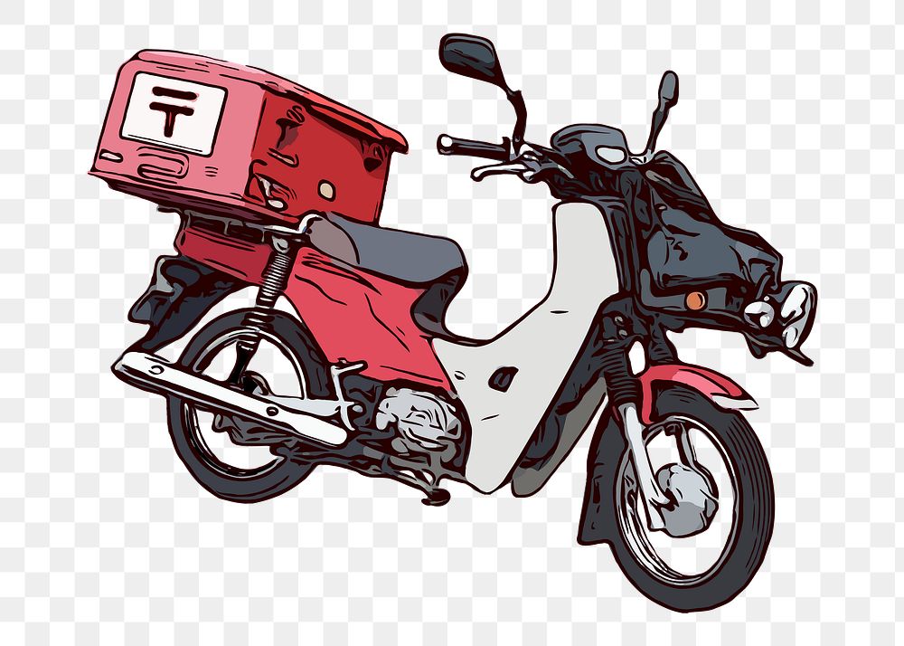 Red motorcycle png sticker food delivery illustration, transparent background. Free public domain CC0 image.