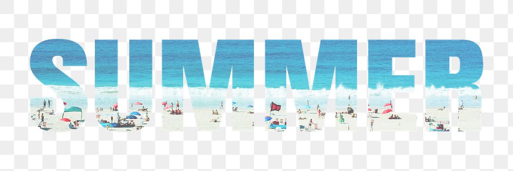 Summer png word sticker typography, beach vacation in transparent background