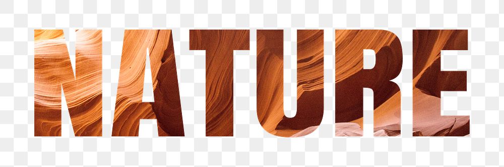 Nature png word sticker typography, antelope canyon in transparent background