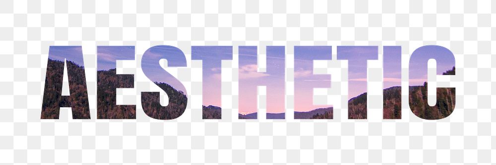 Aesthetic png word, beautiful nature landscape, transparent background