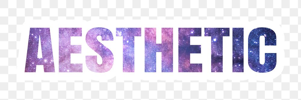 Aesthetic png word typography, purple spiritual galaxy design in transparent background