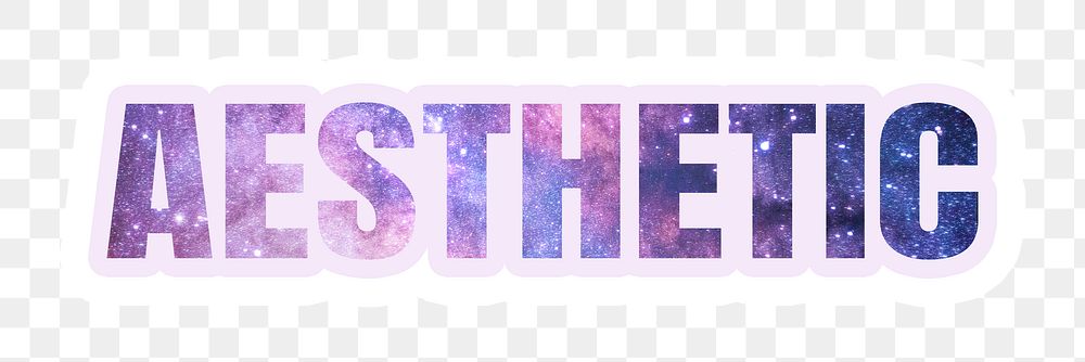 Aesthetic png word typography, purple spiritual galaxy design in transparent background