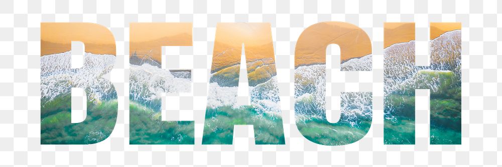Beach png word sticker, summer vacation, transparent background