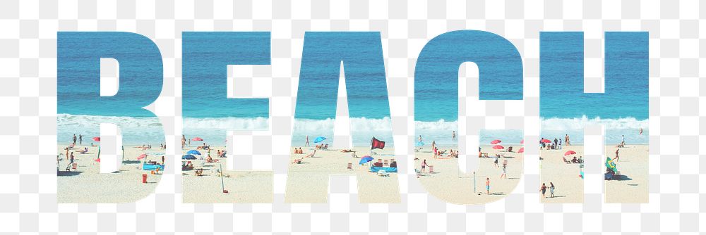 Beach png sticker, summer holiday and travel, transparent background