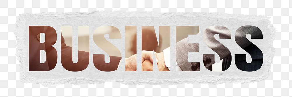 Business png, corporate handshake, torn paper in transparent background