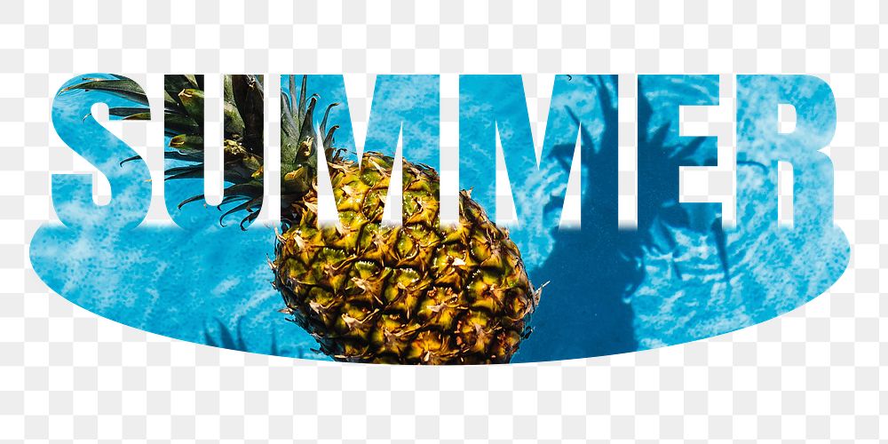 Summer pineapple png word sticker on transparent background