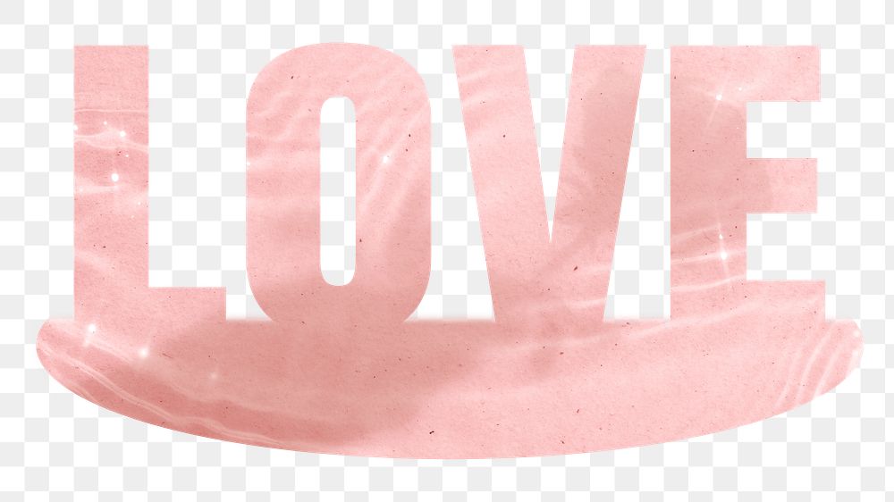 Love png word sticker, pink design on transparent background