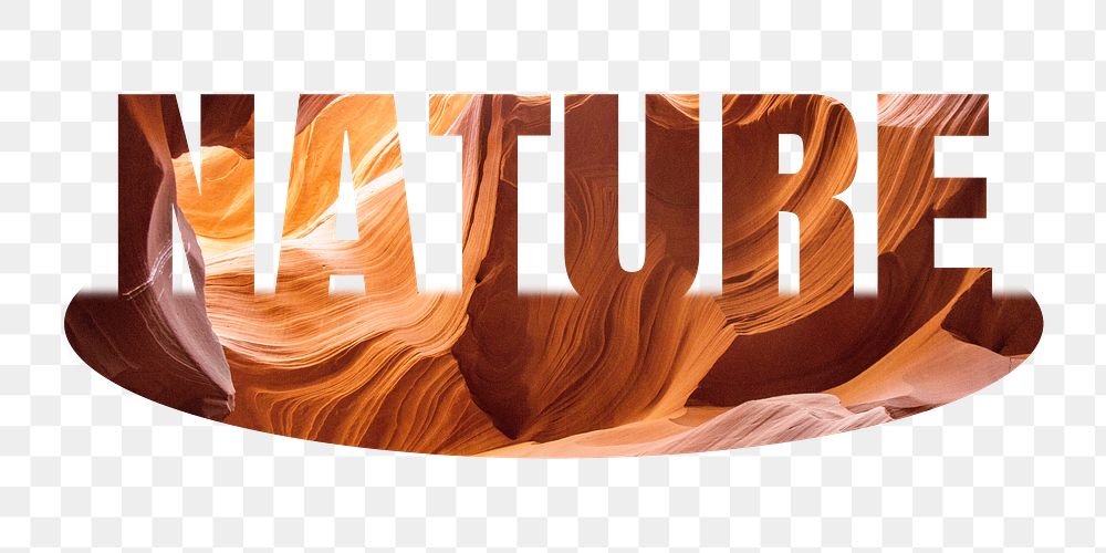 Nature png word sticker, Antelope Canyon on transparent background