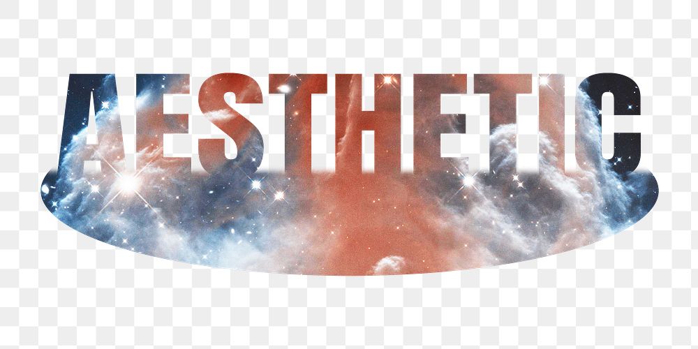 Aesthetic png word sticker, galaxy on transparent background