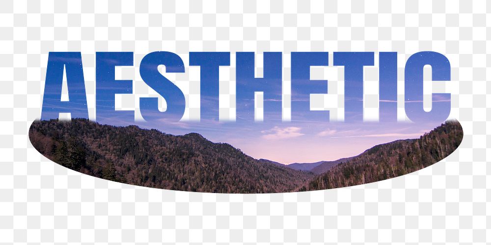 Aesthetic png word sticker, mountain on transparent background