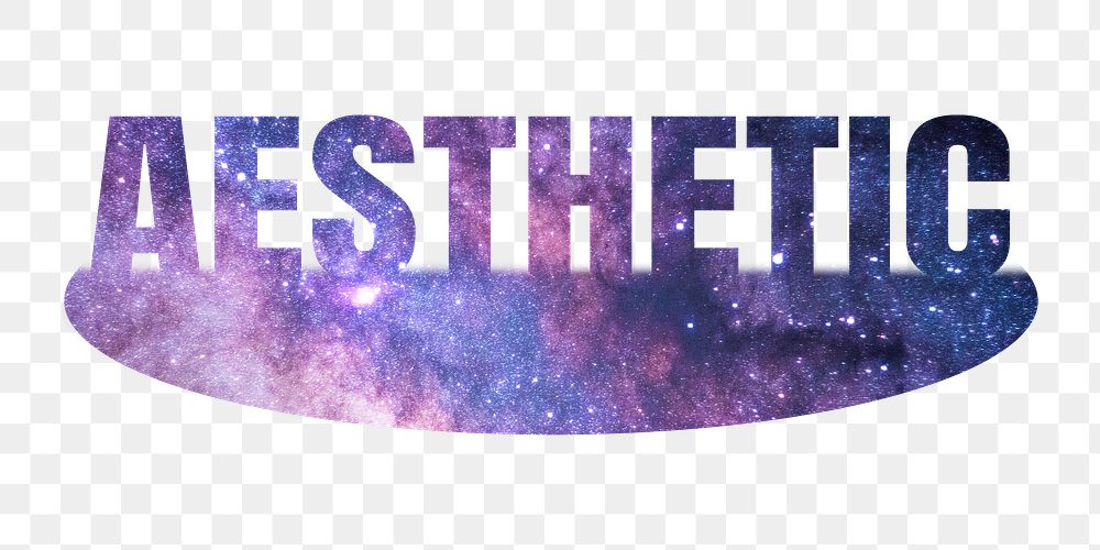 Aesthetic png word sticker, galaxy on transparent background