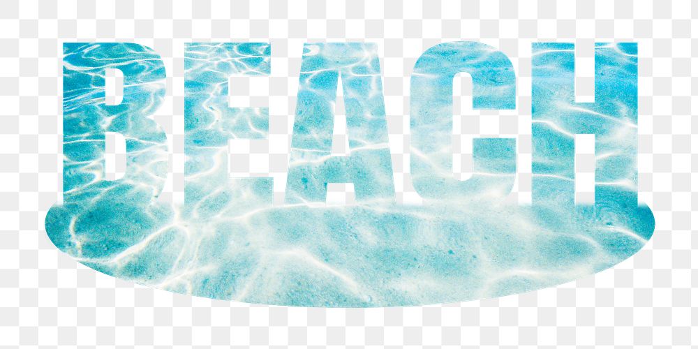 Beach png word sticker, ocean design on transparent background