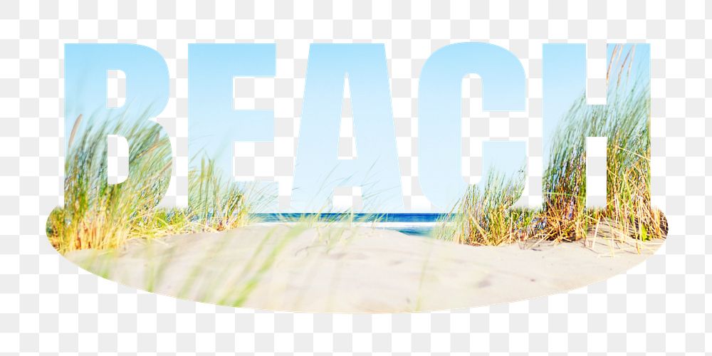 Beach png word sticker, shoreline on transparent background