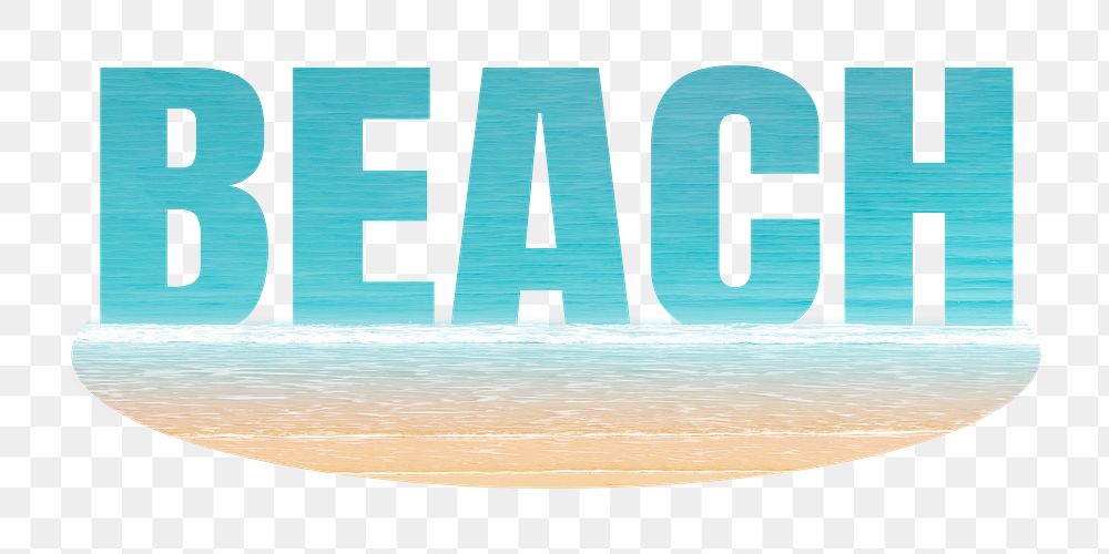 Beach png word sticker on transparent background 