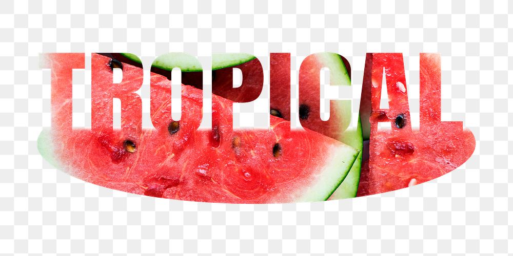 Tropical png word sticker, watermelon on transparent background