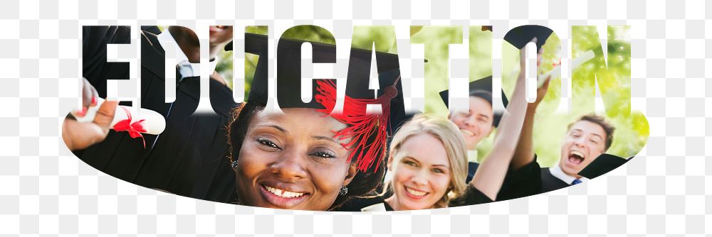 Education png word sticker, graduation on transparent background