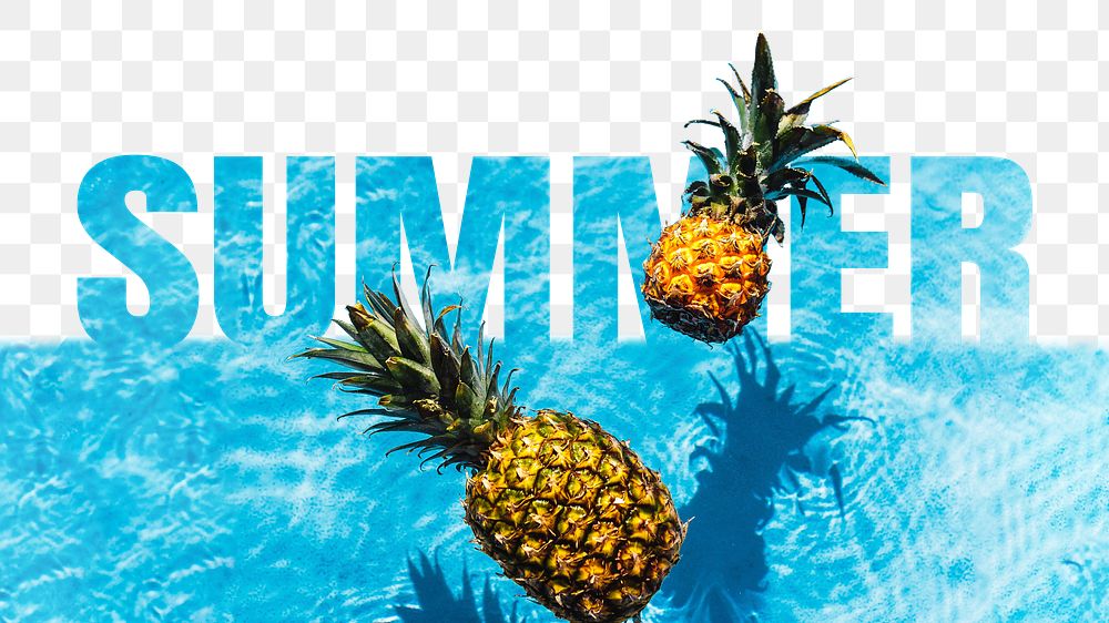 Summer word png border sticker, pineapple design, transparent background