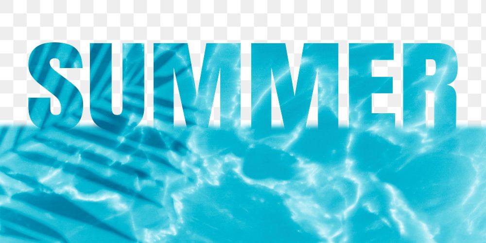 Summer word png border sticker, ocean design, transparent background