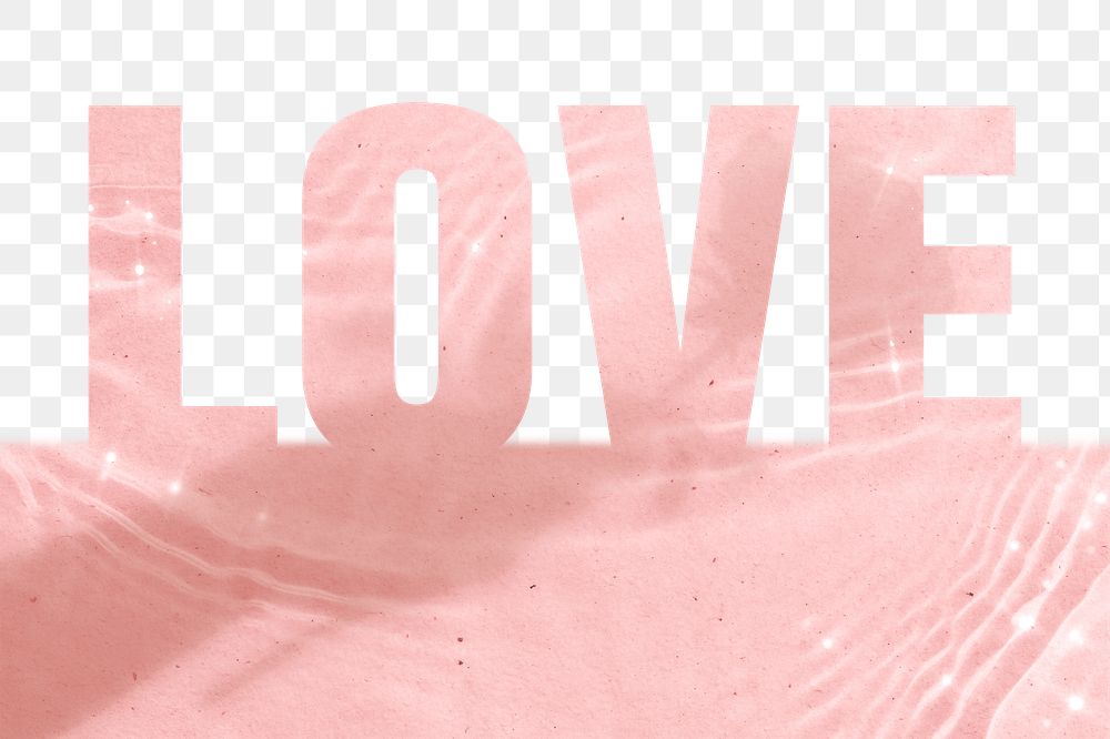 Love word png border sticker, pink design, transparent background