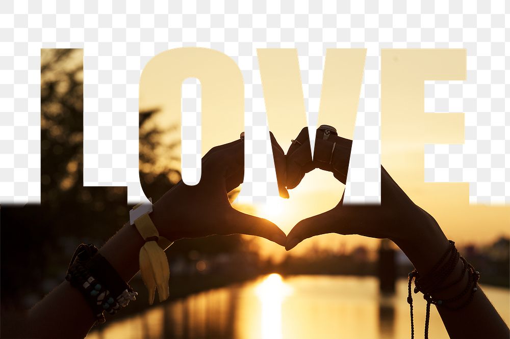 Love word png border sticker, heart design, transparent background