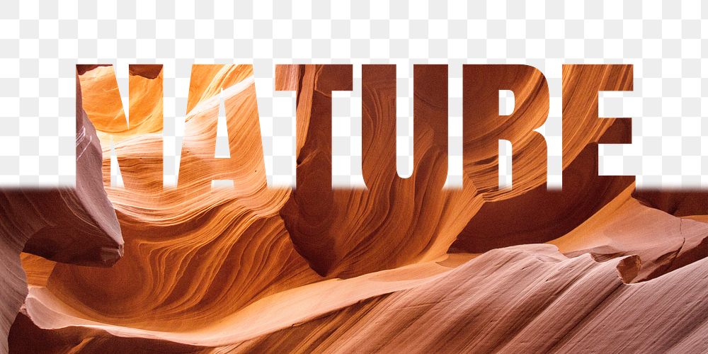 Nature word png border sticker, Antelope Canyon design, transparent background