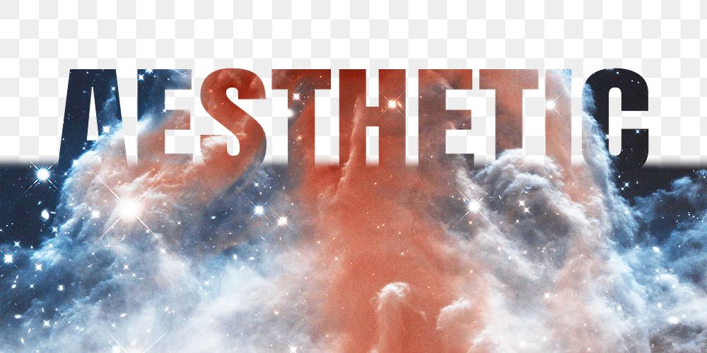 Aesthetic word png border sticker, galaxy, transparent background