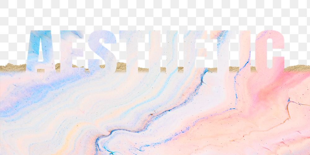 Aesthetic word png border sticker, pastel design on torn paper, transparent background