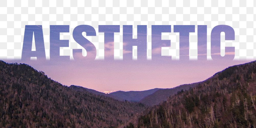 Aesthetic word png border sticker, mountain, transparent background