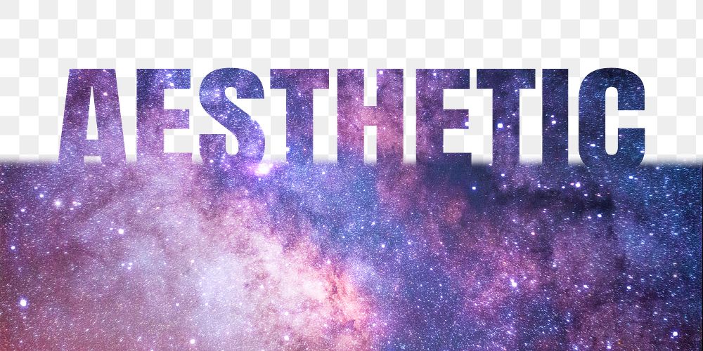 Aesthetic word png border sticker, galaxy, transparent background