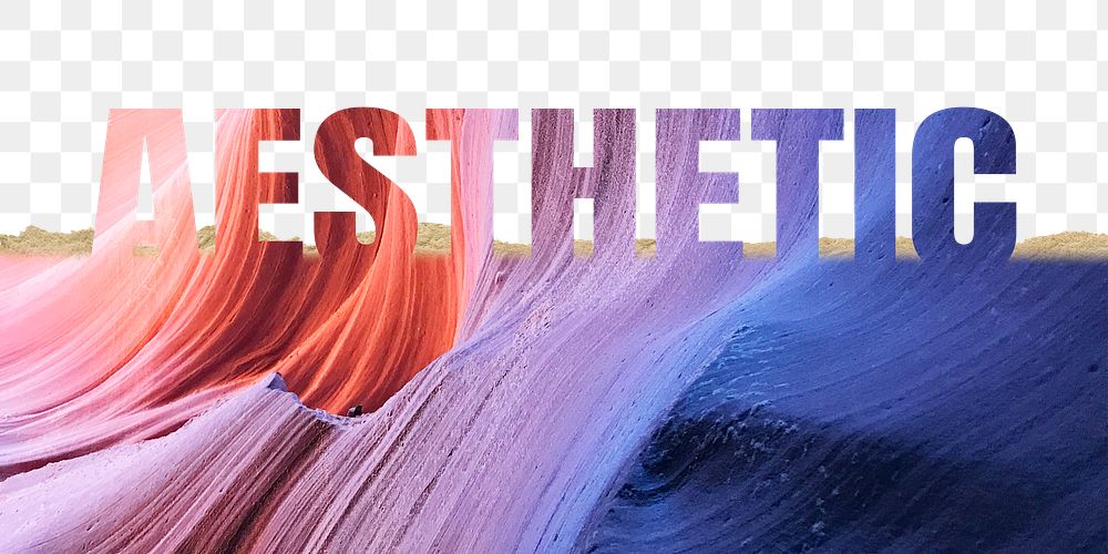 Aesthetic word png border sticker, Antelope Canyon on torn paper, transparent background