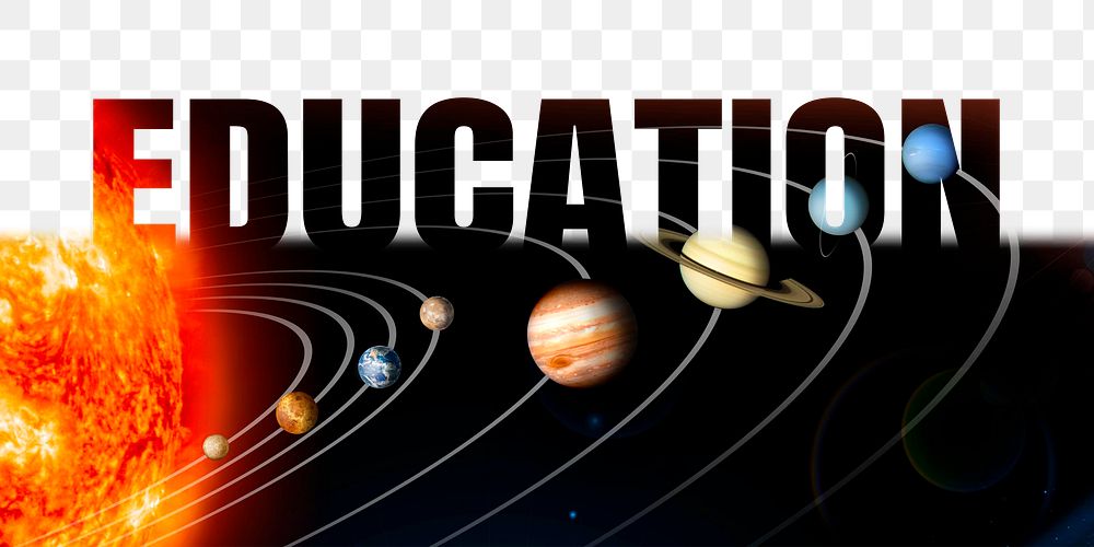 Education word png border sticker, astronomy design, transparent background