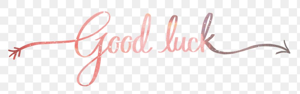 Good luck png word, pastel pink calligraphy in transparent background