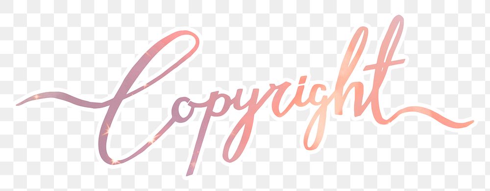 Copyright png word sticker, pastel sunset color calligraphy text in transparent background