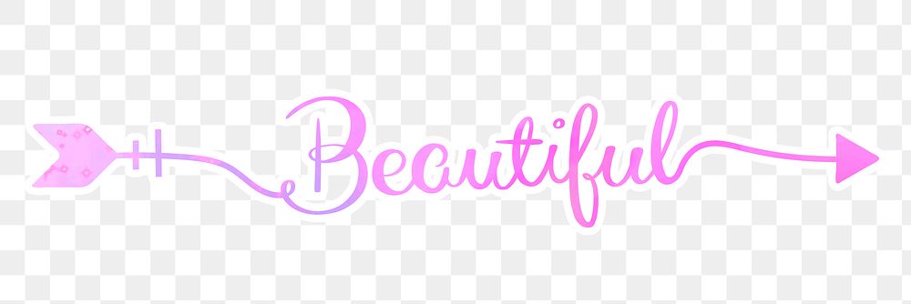 Beautiful word png, gradient pink calligraphy in transparent background