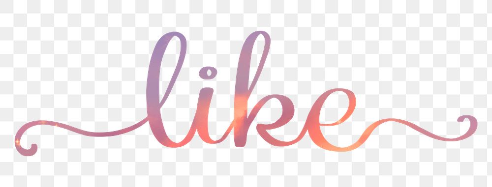 Like png word sticker, aesthetic sunset color calligraphy text in transparent background