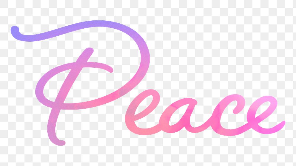 PNG peace word calligraphy, aesthetic pink text in transparent background