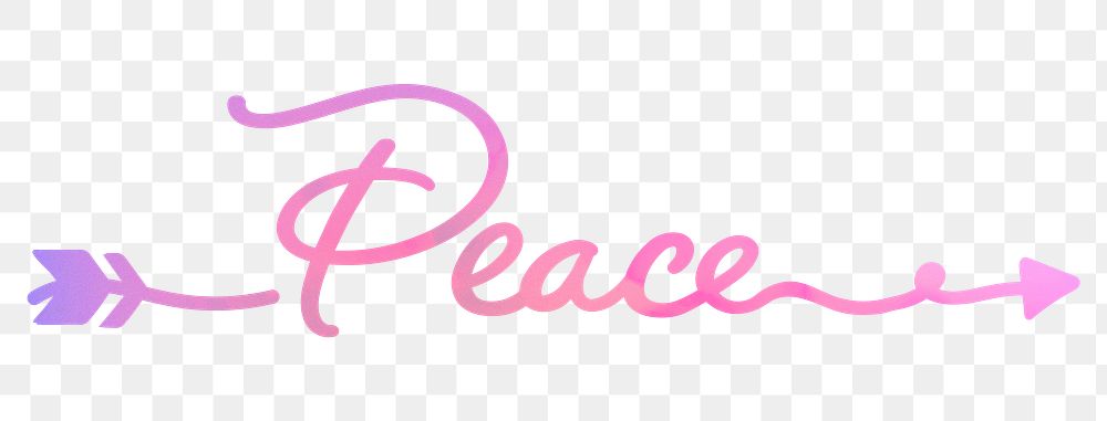 PNG peace word calligraphy, aesthetic pink text in transparent background