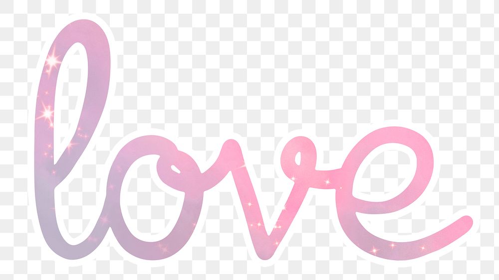 PNG love word, pastel pink calligraphy text in transparent background