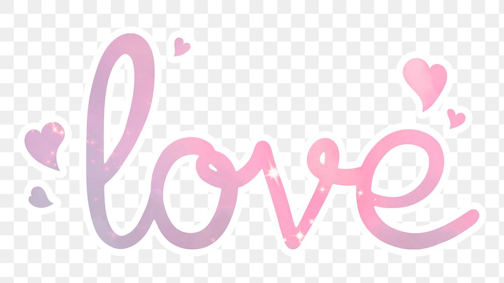 Love word png, pastel pink calligraphy text in transparent background