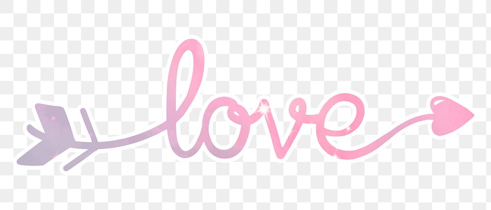 PNG love word, pastel pink calligraphy text in transparent background